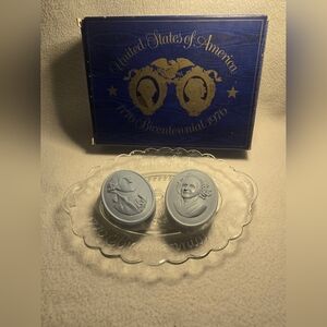 Vintage Avon Bicentennial glass dish and soap